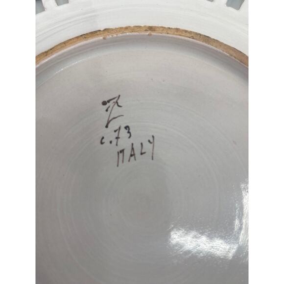 VTG Ugo Zaccagnini Italy Fruit Reticulated Plate MAJOLICA ORANGE Green Edge - Picture 4 of 4